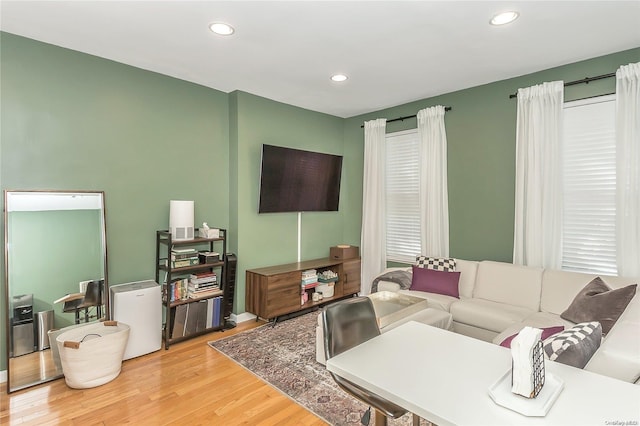 living room featuring light hardwood / wood-style floors