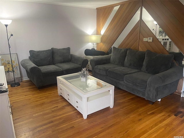 living room with hardwood / wood-style flooring