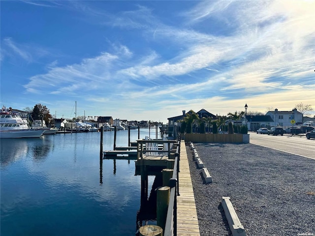 dock area featuring a water view