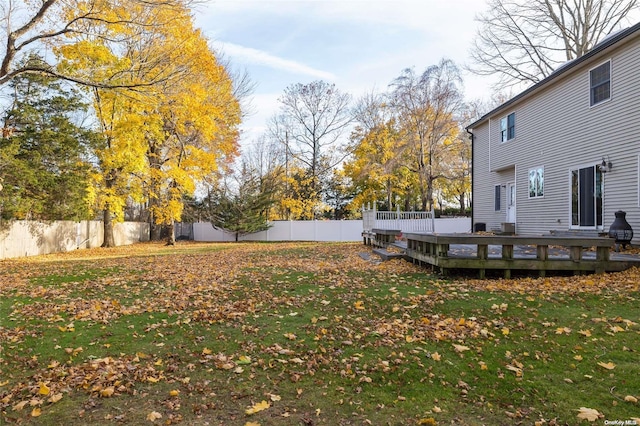 view of yard featuring a deck