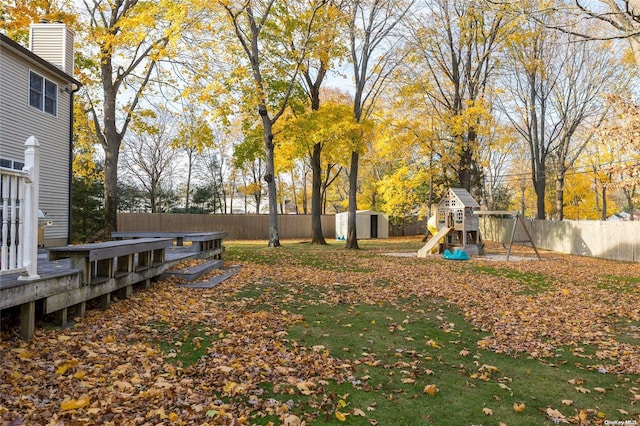 view of yard featuring a playground