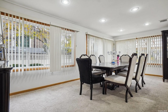 view of carpeted dining room