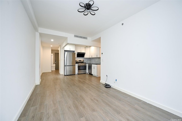 unfurnished living room with light hardwood / wood-style floors