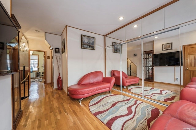 living room with hardwood / wood-style floors