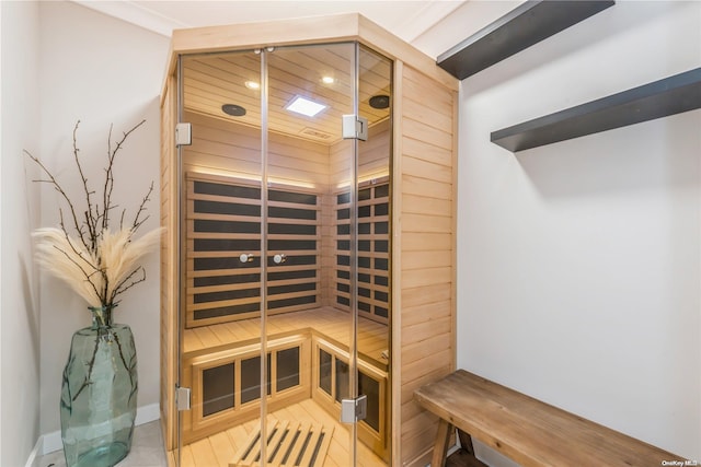 view of sauna / steam room with hardwood / wood-style flooring