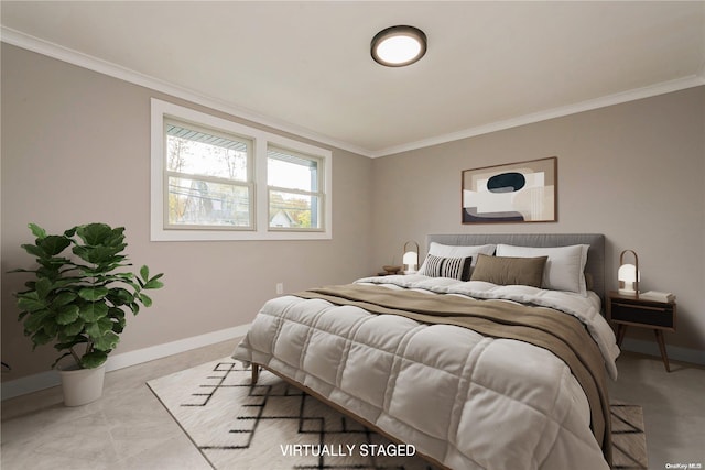 bedroom featuring ornamental molding