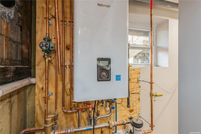 utility room with water heater