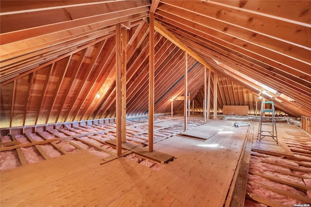 view of unfinished attic