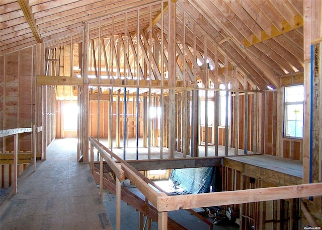 misc room featuring lofted ceiling