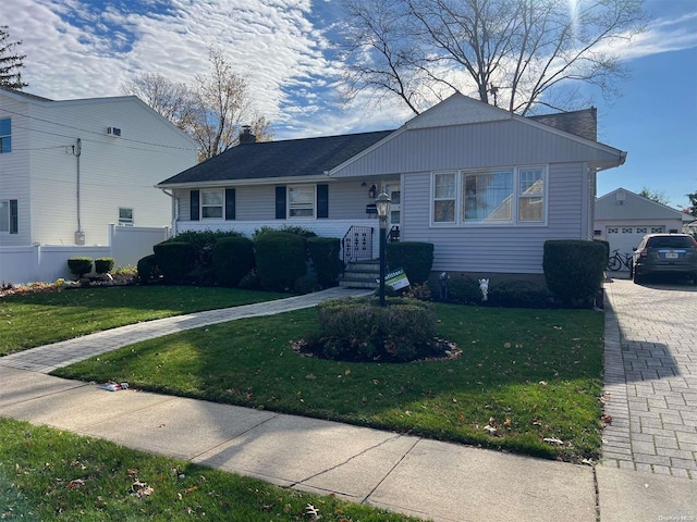 view of front of house featuring a front yard and a garage