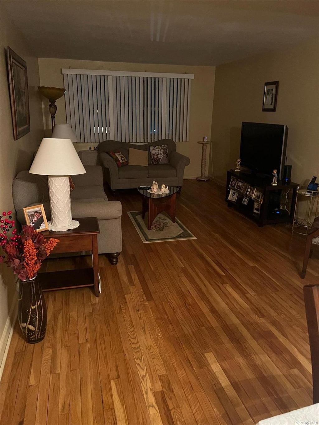 living room with hardwood / wood-style flooring