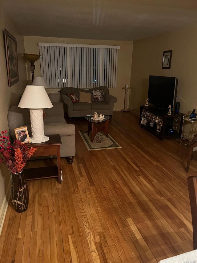 living room with hardwood / wood-style flooring