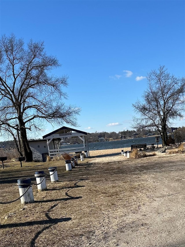 view of yard with a gazebo and a rural view