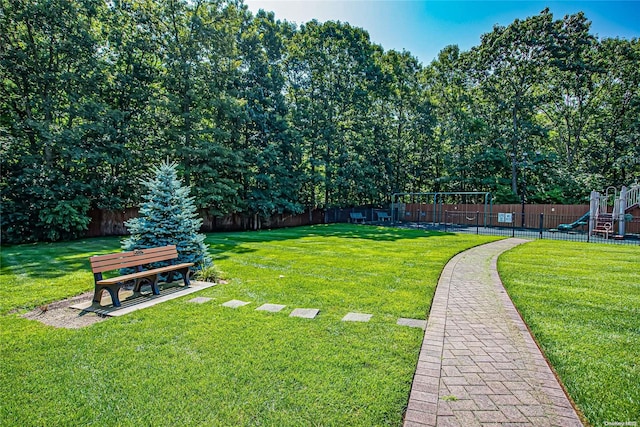 view of yard with a playground