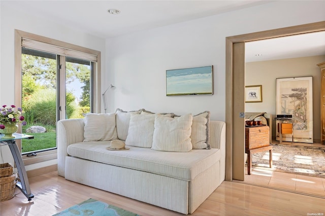 living room featuring light wood-type flooring