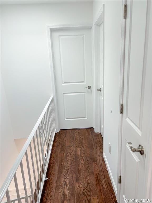 hall featuring dark wood-type flooring