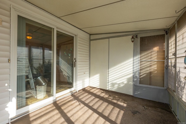 view of unfurnished sunroom