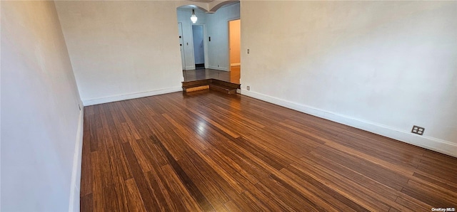 spare room with dark hardwood / wood-style floors