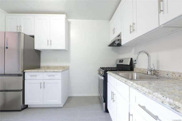 kitchen with sink, white cabinets, and appliances with stainless steel finishes