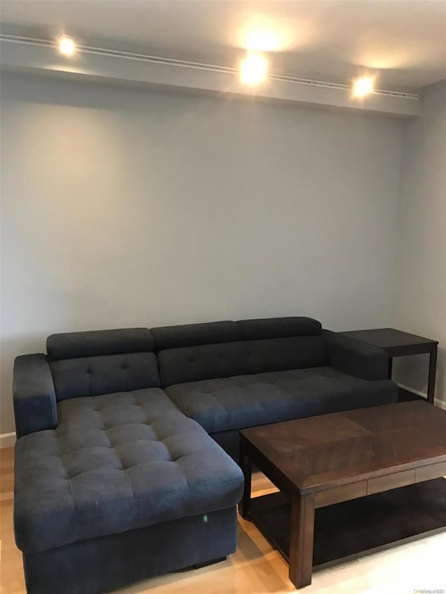 living room with light hardwood / wood-style floors