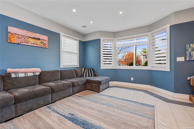 view of tiled living room