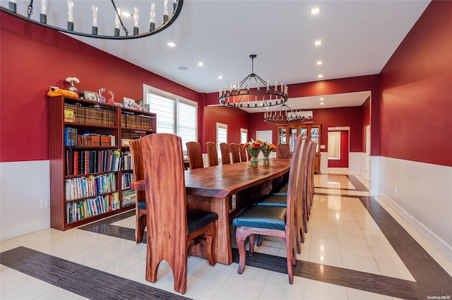 view of tiled dining space