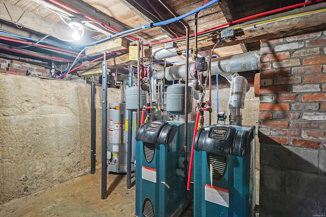 utility room featuring water heater