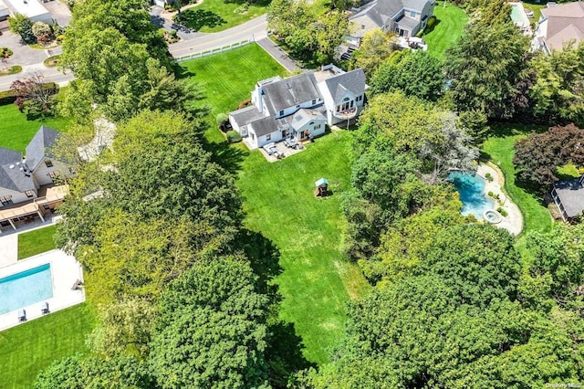 1345 Harbor Rd, Hewlett Harbor, NY 11557 - aerial view of residential area with a pool area
