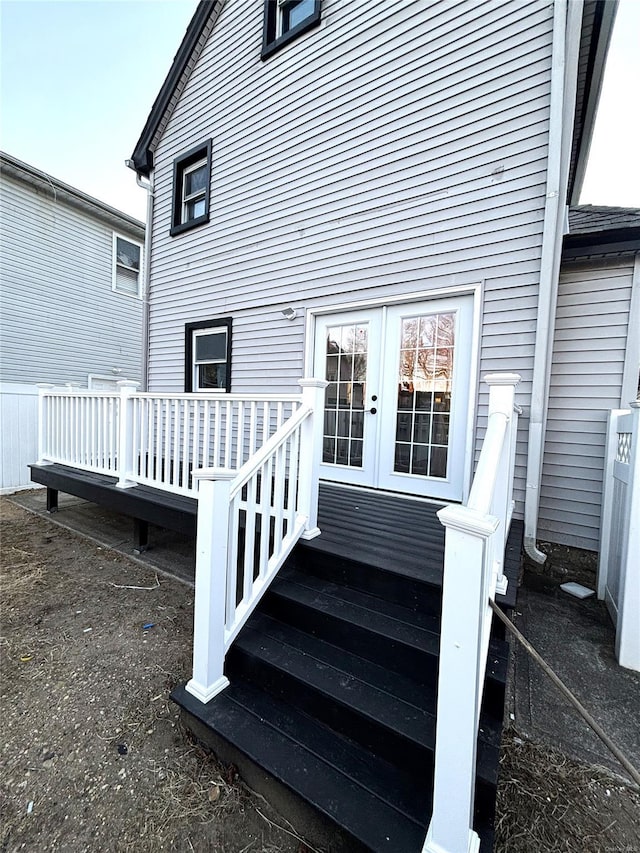 wooden terrace with french doors