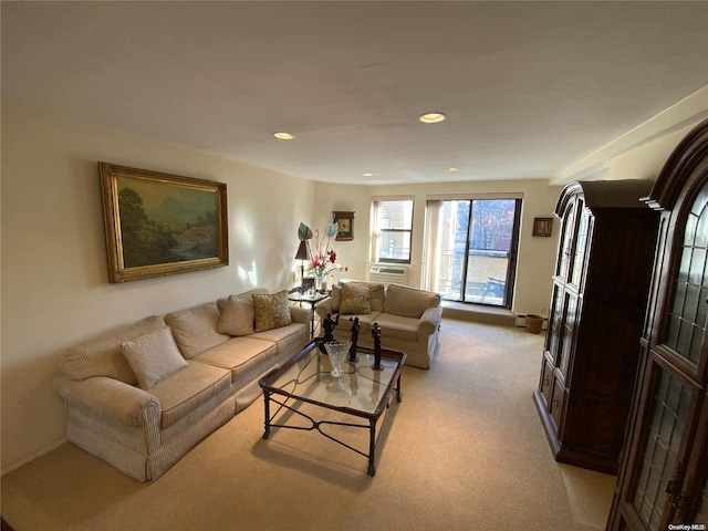 5 Schenck Ave Unit 3E, Great Neck, NY 11021 - living room with light carpet, recessed lighting, and cooling unit