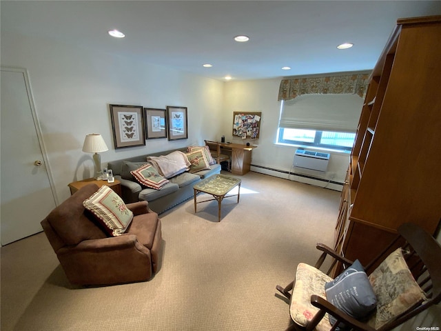 5 Schenck Ave Unit 3E, Great Neck, NY 11021 - living room with a baseboard radiator, recessed lighting, and carpet flooring