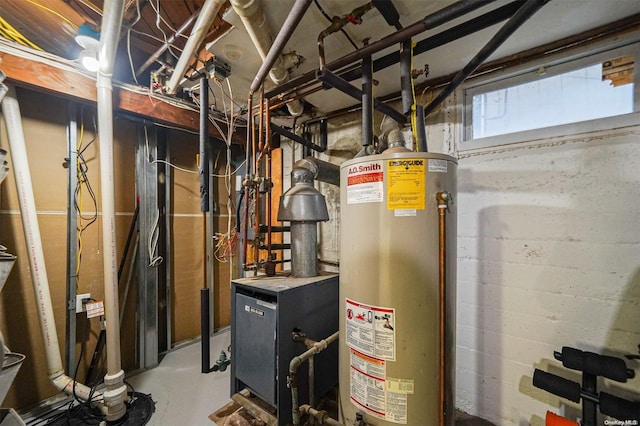 utility room with gas water heater