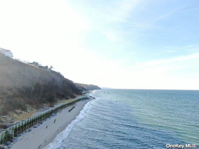 property view of water featuring a beach view