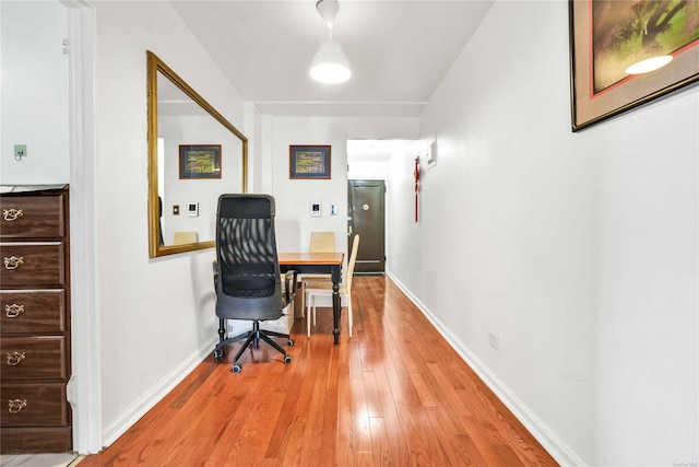 home office featuring light wood-type flooring