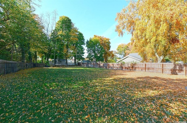 view of yard featuring a trampoline