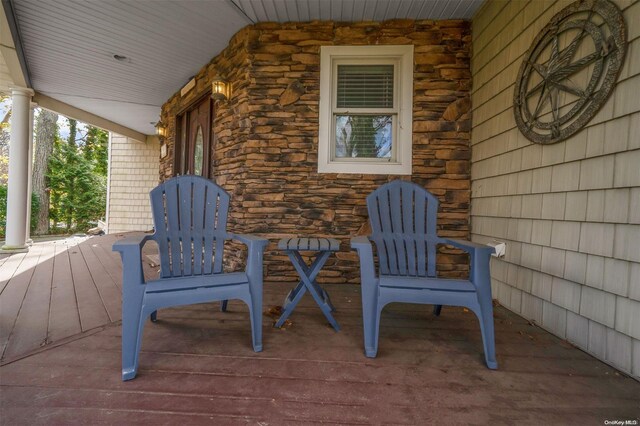 wooden deck with covered porch