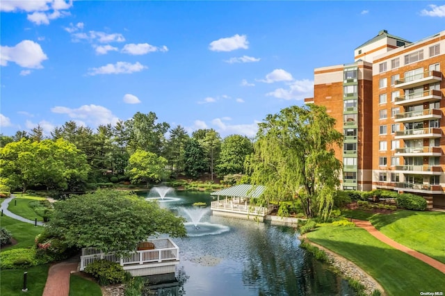 view of property's community with a water view