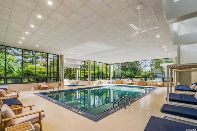 view of swimming pool with a pergola and a patio area