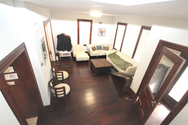 living room with hardwood / wood-style floors