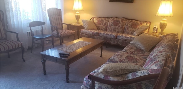 living room featuring carpet floors