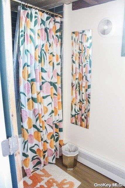 bathroom featuring wood-type flooring