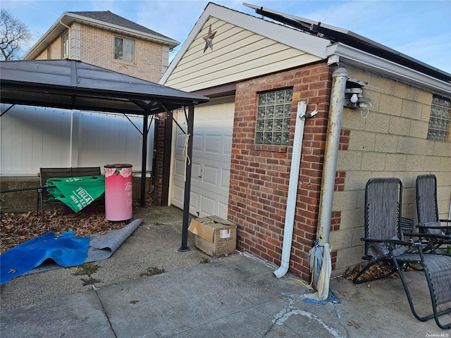 exterior space featuring a garage