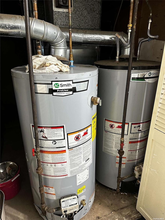 utility room featuring gas water heater