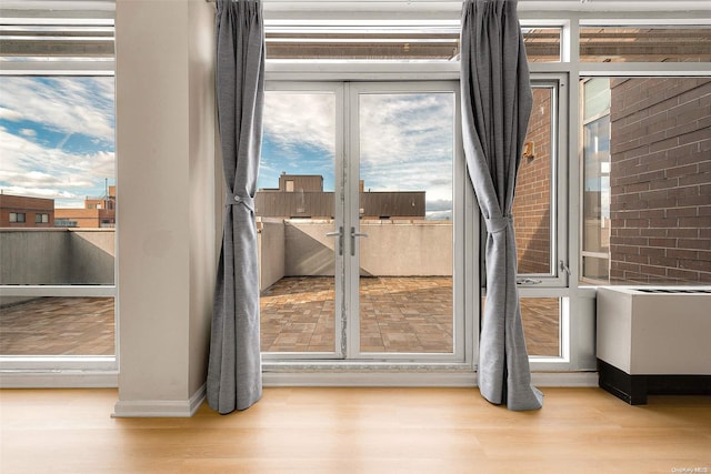 doorway to outside featuring light hardwood / wood-style floors