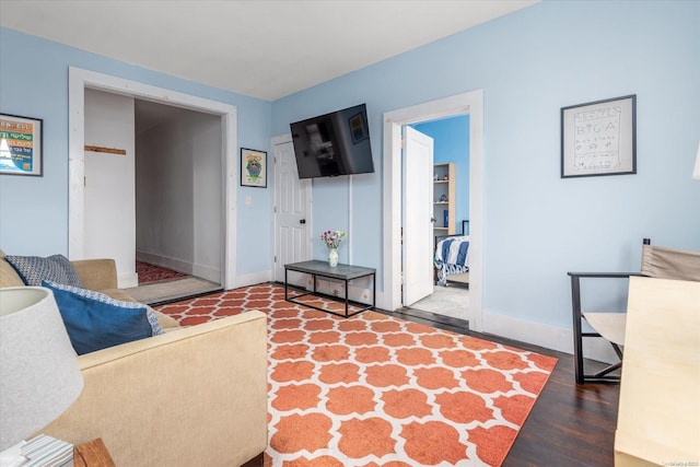 living room with hardwood / wood-style flooring