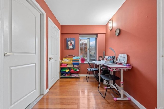 office space featuring light hardwood / wood-style floors