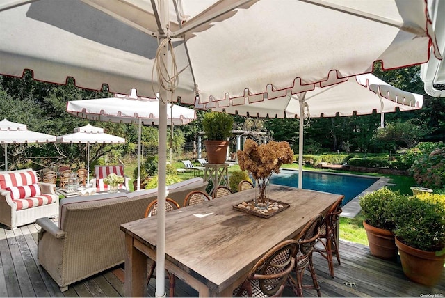 view of pool with a wooden deck