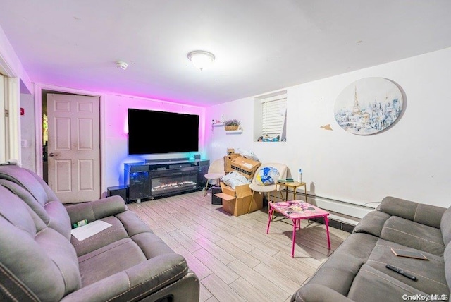 living room featuring light hardwood / wood-style floors