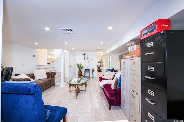 living area featuring light hardwood / wood-style flooring