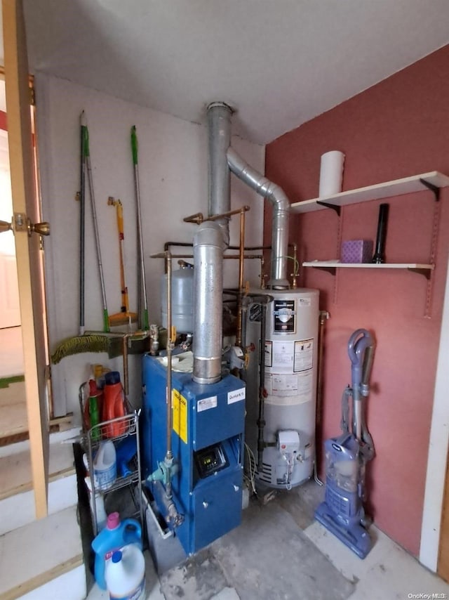 utility room with water heater